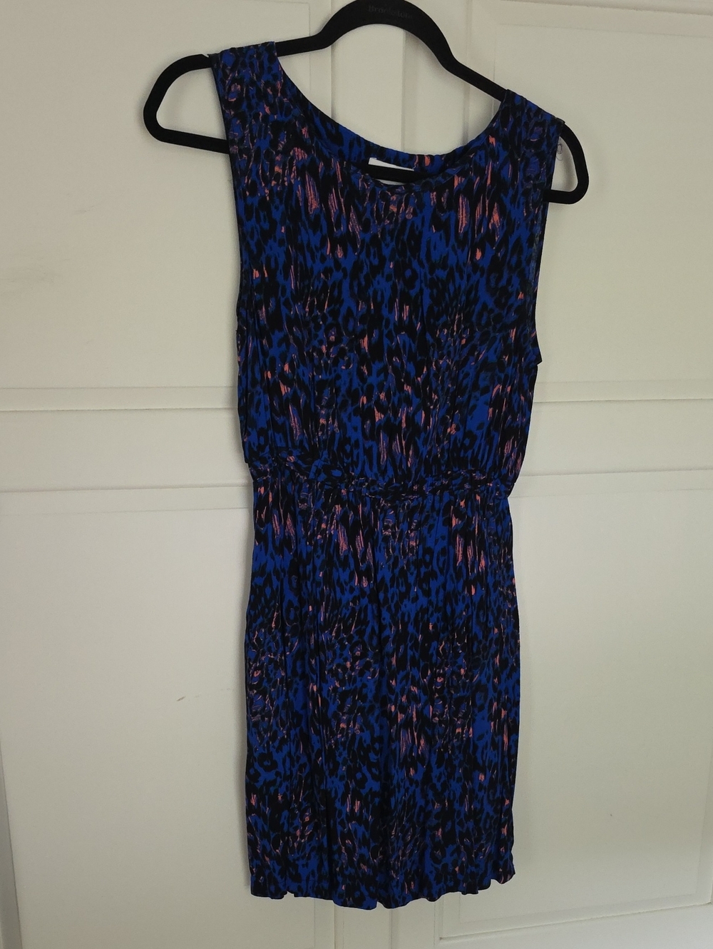 APRICOT Blue and Black Animal-Print Sleeveless Dress with Pink Accents